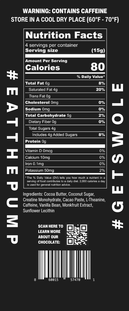 Swole Bar Dark Knight pre-workout chocolate packaging on a black background