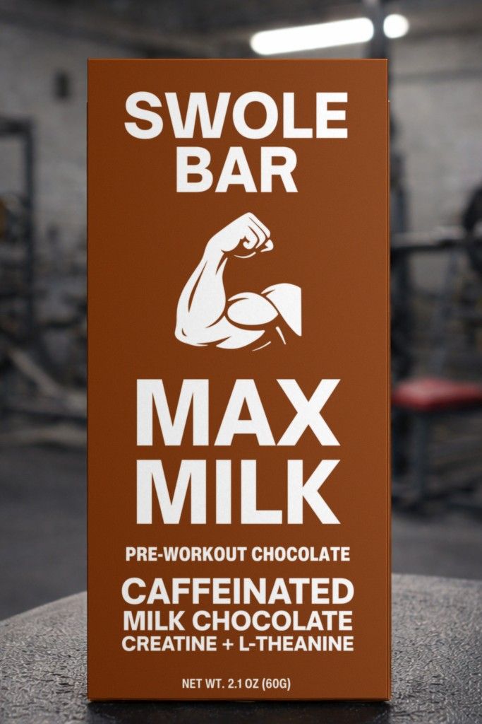 Swole Bar Max Milk caffeinated milk chocolate pre-workout bar